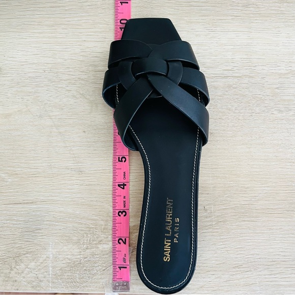 YSL Saint Laurent Tribute Leather Slides Sandals Black size 38.5 - Picture 9 of 10